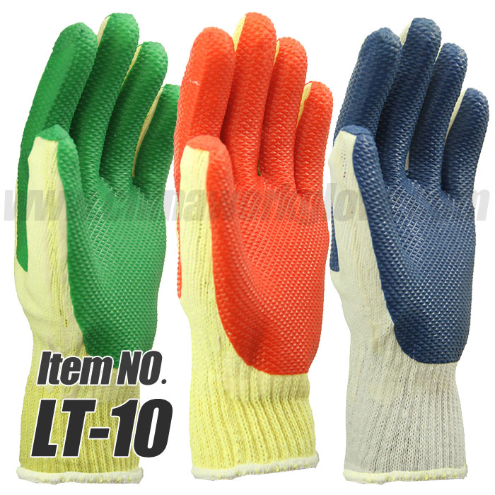 10 Gauge Cotton Rubber Palm Coated Work Glove for Heavy Duty